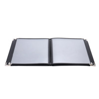 Porte-menu personnalisé haut de gamme OEM, 4 panneaux, 8 vues, porte-menu en cuir de luxe avec coins en métal doré pour restaurant