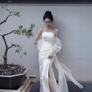Wholesale White Wedding Dress With Red Belt Suitable for Winter Occasions |  Alibaba.com
