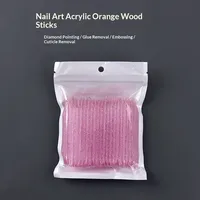 Bâtonnets à ongles double tête en cristal orange pour repousser les peaux mortes et décorer les ongles, 100 pièces/paquet