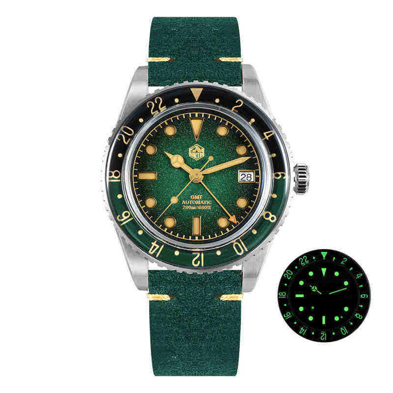 Wholesale Custom Factory Price Sapphire Glass Bezel Sandwich Dial 20atm  Mechanical Automatic Men Diving NH34 GMT Watch for Sale