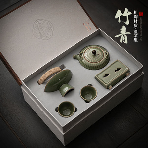 Juego de calentador de té de cerámica con tetera y tazas de gres resistente al calor para regalos empresariales - Product Image 3