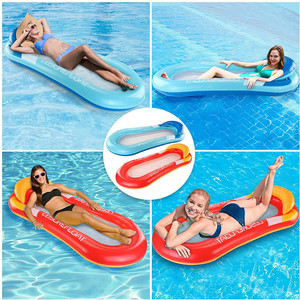 Inflatable Floating Bed 170x75cm Light Blue With <b>Backrest</b> For Pool Lounge Adult Use - Product Image 2