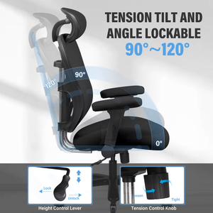 Heavy‑Duty 500LBS Ergonomic Mesh Home <b>Desk</b> Chair <b>Adjustable</b> Lumbar Flip‑up Armrests Lockable Tilt - Product Image 3