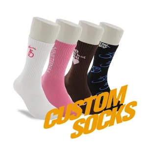 FREE DESIGN MOCKUP Custom Logo Athletic Socks Breathable Crew Unisex Sports Sock With Design Logo