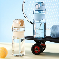 Bouteille d'eau de voyage en Tritan de 760 ml, grande capacité, style Instagram, écologique, avec couvercle à clapet, sangle et paille, idéale pour les étudiants