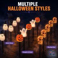 Lampes solaires étanches de style antique pour Halloween, décorations de jardin extérieures en forme de citrouille, fantôme et crâne pour allées et cours
