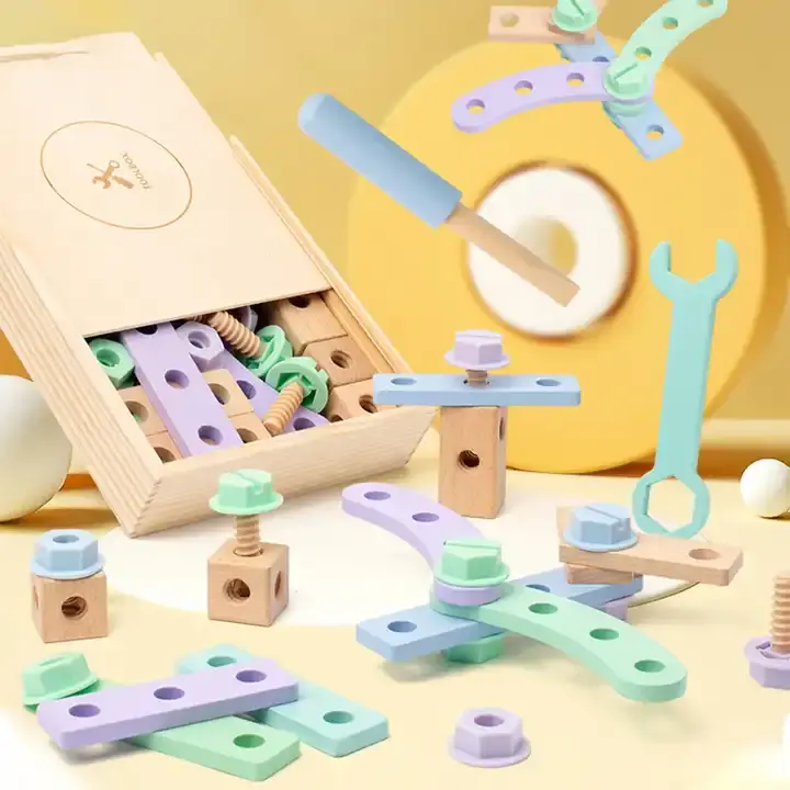 2024 Neuheiten Holz simulation Reparatur Gartens ch raube Montage Rollenspiele Spielzeug Kreative Diy Werkzeug kasten Set Für Kinder Jungen Mädchen