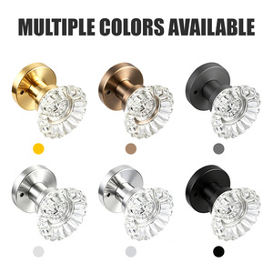 TIANYI Luxury Clear Crystal <b>Door</b> <b>Knob</b> Round Rosette Fluted Glass Interior Room Wardrobe Premium Wooden <b>Door</b> Handle Locksets - Product Image 2