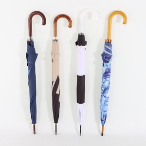 Wholesale J Wood Handle 25 Inch 8 Ribs Windproof Semi Automatic UV Straight <b>Umbrella</b> With logo - Product Image 3