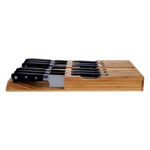 In Drawer Bamboo Knife Organizer Block Fits 6-8 Knives Drawer <b>Storage</b> Holder for <b>Kitchen</b> <b>Utensils</b> Non-Slip Bamboo Wood Tray - Product Image 5