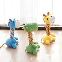 Jouet en peluche pour chien, motif dinosaure, girafe, âne, avec couineur intégré, corde tressée, jouet à mâcher pour les dents, durable pour les chiots