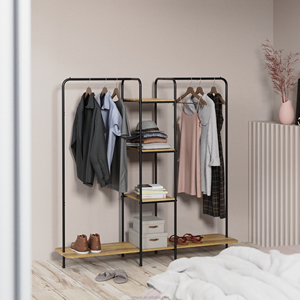 Porte-manteau <span class=keywords><strong>Jumbo</strong></span> au design classique, étagères, rails autonomes, <span class=keywords><strong>armoire</strong></span> ouverte en métal pour chambre à coucher/couloir, rangement multifonctionnel pour vêtements - Product Image 3