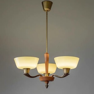 Lustre en verre et cuivre de style rétro français vintage américain, lumière de luxe pour le hall d'entrée, salle à manger, style bois naturel, lampes suspendues - Product Image 3