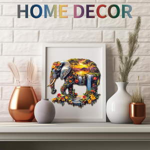 Puzzle en bois éléphant irrégulier unique, 3 tailles S/M/L, pièces en forme d'animaux, jungle cascade, puzzle en bois pour adulte - Product Image 4
