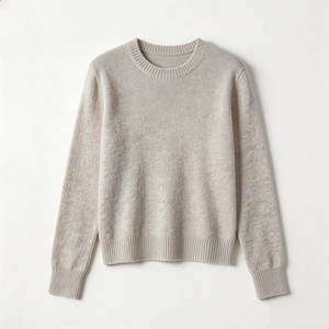 Pull d'hiver pour femme à col rond avec logo personnalisé, tricot à manches longues en laine/nylon, tricot doux - Product Image 6