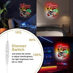 Skull tattoo neon LED dimmable USB ambient light shop window decoration light entrance indicator light luminous <b>sign</b> custom 5V - Product Image 2