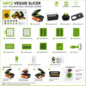 Accessoires de Cuisine Mandoline Manuelle 16 en 1 Coupe-Oignons Alimentaire Hachoir à Légumes Multifonctionnel - Product Image 2