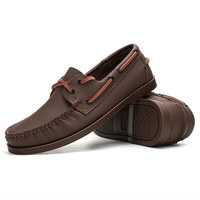 Mocassins en cuir véritable Taille 39-46 Chaussures plates décontractées de sport pour la marche Lacets Confortables Mocassins Gommino Noir Doux EVA/Caoutchouc