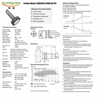 Capteur ultrasonique étanche IP65, portée 6 mètres, distance réglable, certifié CE RoHS
