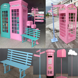 लंदन प्लेफुल गुलाबी टेलीफोन बूथ आधुनिक डिजाइन फोटो सजावट आउटडोर इनडोर होटल के लिए - Product Image 4