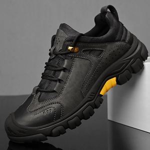 Chaussures de travail d'extérieur en cuir véritable pour hommes, best-seller de la mode, avec embout de protection, antidérapantes, basses, pour la randonnée et décontractées - Product Image 4
