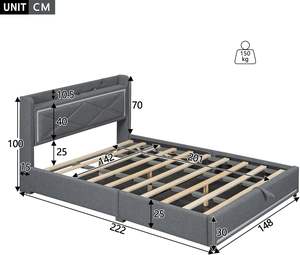 Letto moderno <span class=keywords><strong>180x200</strong></span> con luce letto king Bed - Product Image 5