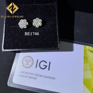 High Clarity 3EX HPHT Lab grown diamond IGI Certified Prong-Set Flower Cluster lab grown diamond earrings - Product Image 5