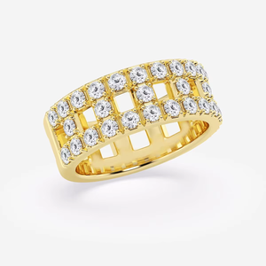 แหวนเพชรทรงกลมสองแถว 1.50 กะรัต แหวนทองสำหรับผู้หญิง 14K 18K สไตล์หรูหรา - Product Image 3