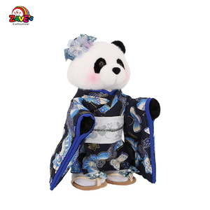 Zaves 30cm Thú nhồi bông gấu trúc thực tế mềm búp bê khổng lồ tùy chỉnh búp bê nhà sản xuất sang trọng sống động như thật Nhật Bản Kimono đứng đặt ra màu hồng - Product Image 3