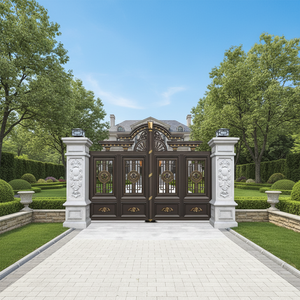 2025 porte de Villa de luxe et porte coulissante de maison électrique de cour nouveau modèle d'ouverture automatique d'art en aluminium pour les hôtels - Product Image 2