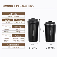 Affichage intelligent personnalisé de la température 380ml 510ml Tasse à café en acier inoxydable isolée sous vide à double paroi