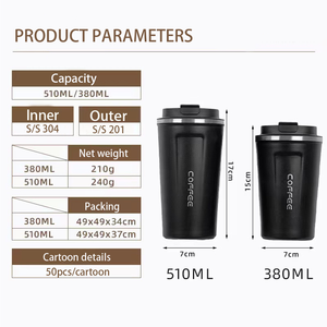 Tùy chỉnh thông minh hiển thị nhiệt độ 380ml 510ml đôi tường chân không cách nhiệt thép không gỉ cốc cà phê - Product Image 5