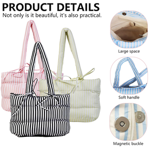 Wholesale Custom Logo Fabric Women's Puffy Quilted Shoulder <strong>Bag</strong> Puffy Shopping <strong>Bag</strong> Quilted Big Tote Carry <strong>Bag</strong> - Product Image 5