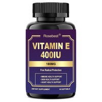 Rosebest Complément alimentaire naturel végétalien HALAL à haute teneur en vitamine E, antioxydant, capsule molle pour la santé immunitaire et cutanée