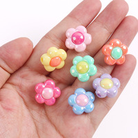 Perline acriliche all'ingrosso a forma di fiore, con foro grande da 3 mm, distanziatori per fai da te, materiale semilavorato per elastici per capelli, perline sfuse