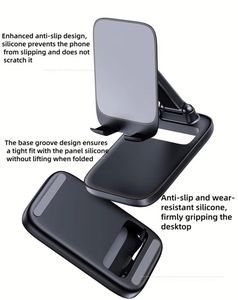 For <b>Desk</b> Use Mobile Phone Holder Stand <b>Adjustable</b> Multi-Angle Non-Slip ABS Foldable Portable Cell Phone Stand - Product Image 5