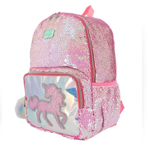 Новинка 2020, стильный красивый розовый милый Блестящий единорог, детский школьный рюкзак, сумка для девочек с коллажем