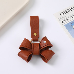Cute Bow PU Leather Keychain Fashion Bag <b>Charm</b> Backpack Hanging Pendant Decorative Key Ring Accessories Wholesale - Product Image 5