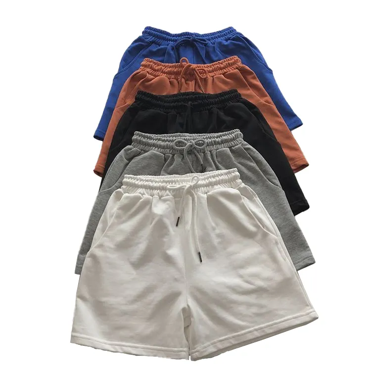 Wholesale Custom LOGO Shorts de hombre 100% Cotton Black Blank Unisex 360 gsm French Terry Shorts Sport men Fitness sweat shorts