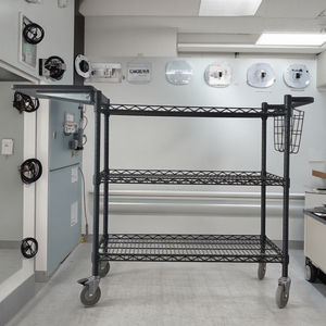 Ruote regolabili in altezza per ripiano in legno bianco Mango cucina isole carretti 2 cassetti 2 ripiani inox - Product Image 3