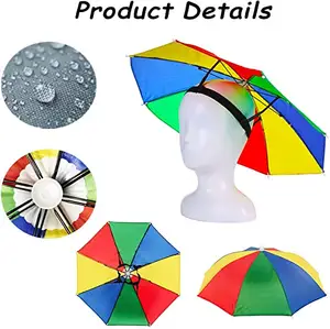 BSBH 도매 헤드 우산 모자 사용자 정의 인쇄 승화 작은 휴대용 모자 우산 모자 야외 낚시 우산
