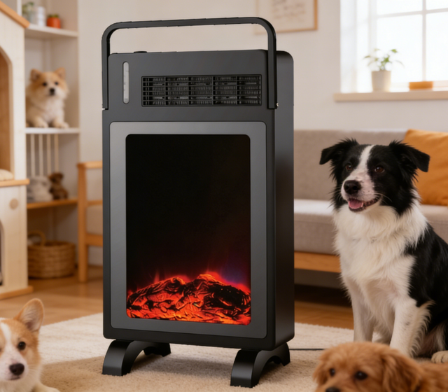 2000W Safe PTC LED Display Flame Heater Freestanding Tip-over Protection Overheat Guard Metal 300-399 ft for Family Home
