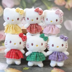 12 cm Kawali Kitty Plüschtierspielzeug-Schlüsselanhänger niedlicher KT Katze Geschenk-Halter 4-Zoll Plüschtierspielzeug HK Katze gefüllter Plüsch-Schlüsselanhänger