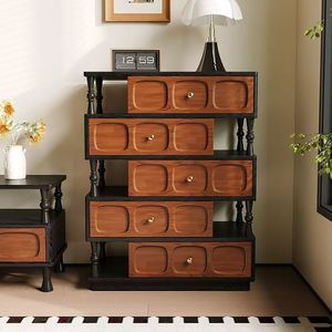 Vintage Style Solid Wood Chest Of Drawers 80x40x105cm 5 Drawers Storage Cabinet For Living Room Bedroom Entryway Multifunctional - Product Image 5