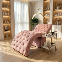 Lit de beauté de luxe en forme de S, lit de beauté rose capitonné pour salon de beauté, conception personnalisée OEM