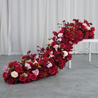 Chemins de fleurs de luxe en soie, roses rouges, pour mariage, hôtel, table, allées fleuries, arches, décorations extérieures, chemin de table de 200 cm