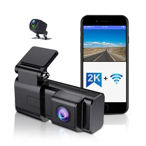 Kamera dasbor mini 2K, kamera perekam 2 kamera dengan fungsi WIFI tanpa layar mendukung kartu max128G