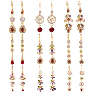 Brincos de joias da moda vintage brincos de bronze e cobre banhados a ouro 18K com diamantes para mulheres com zircônias