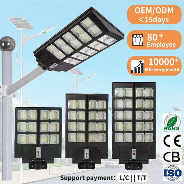 Factory Wholesale IP67 Rated Solar Street Light High Power LED 300W/400W/500W/1000W ABS All One Street Lamp App Control 3-Year