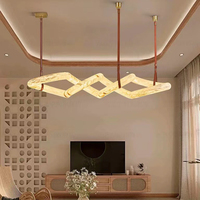 Suspension LED Moderne Personnalisable en Laiton et Albâtre, Lampe Artistique avec Installation pour Salle à Manger